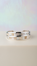 Manchette argent et nacre blanche