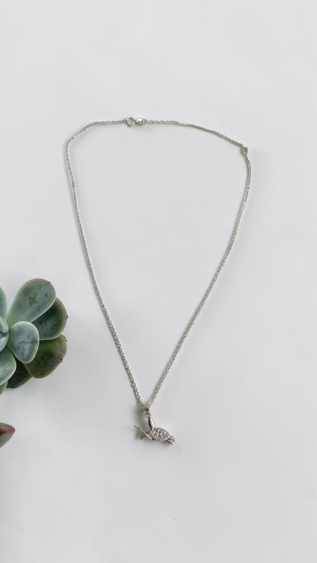 Collier pendentif tortue — Argent sterling 925 & zircon