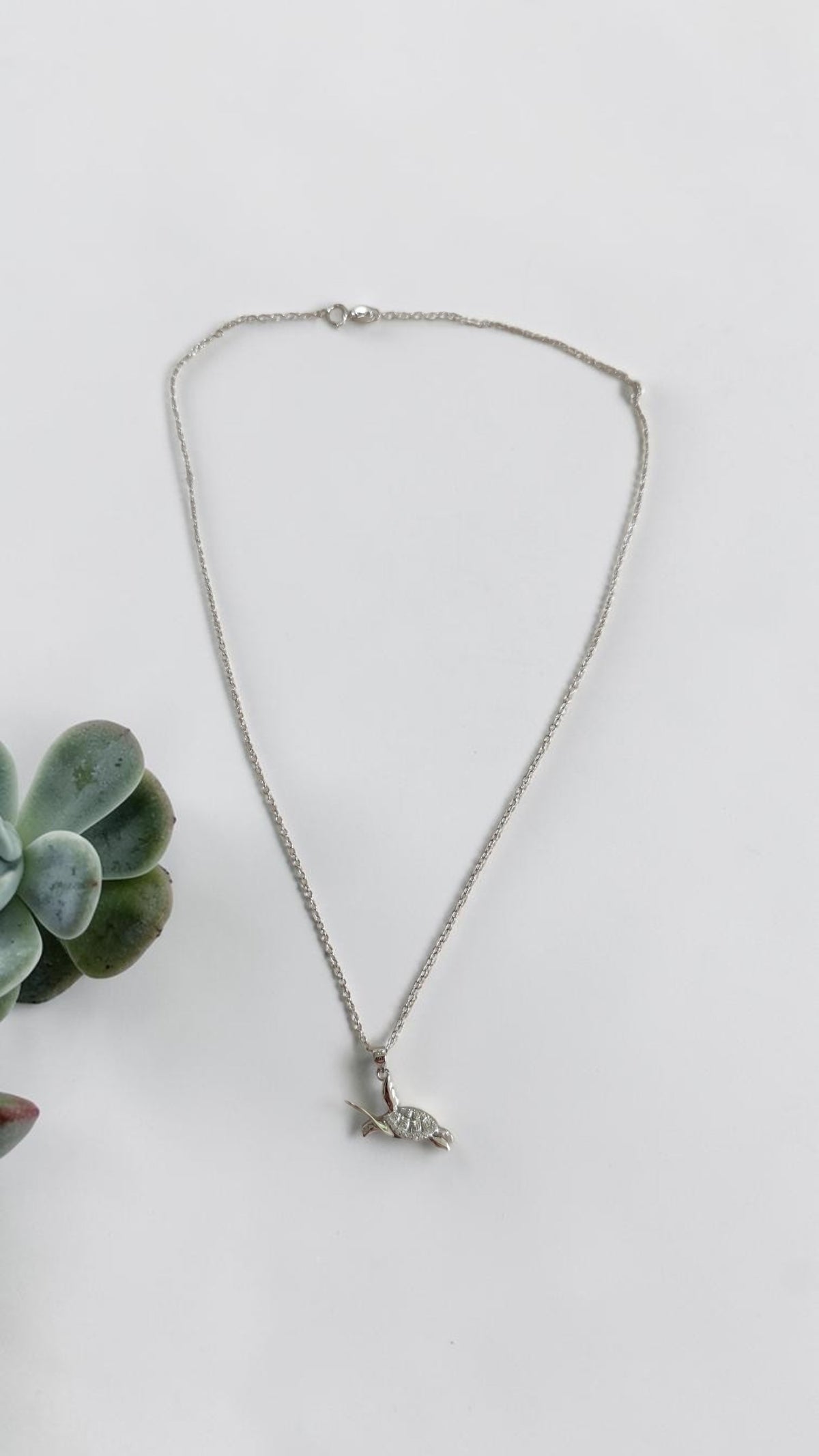 Collier pendentif tortue — Argent sterling 925 & zircon