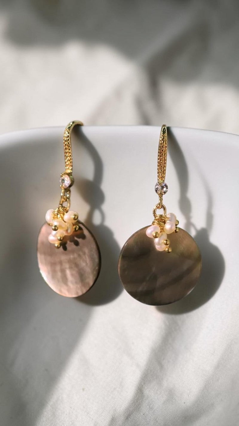 Boucles d'oreilles perle d'eau douce — Or 18 carats & zircon