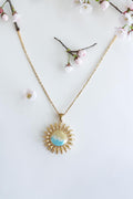 Collier Pendentif Soleil Nacré — Chaîne en Acier Inoxydable