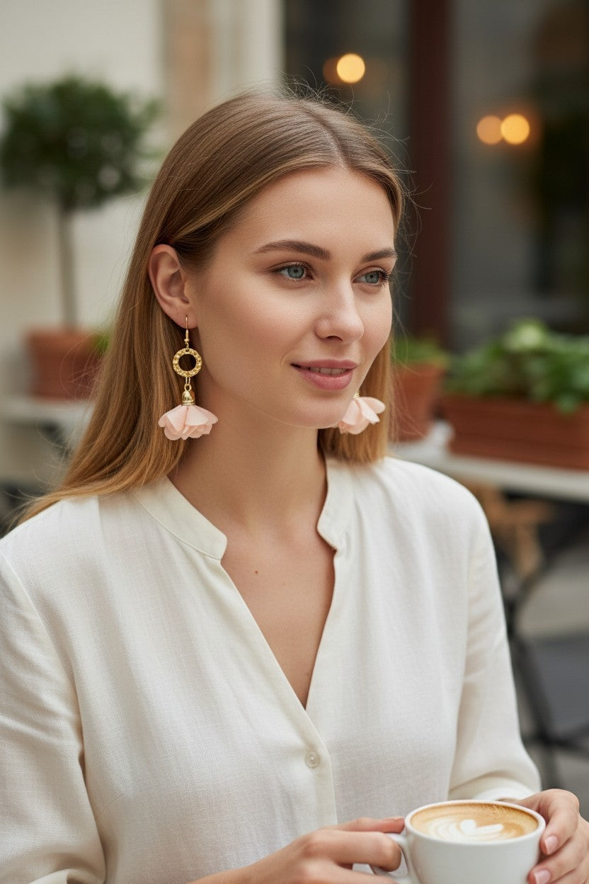 Boucles d'oreilles Pétales de Tissu