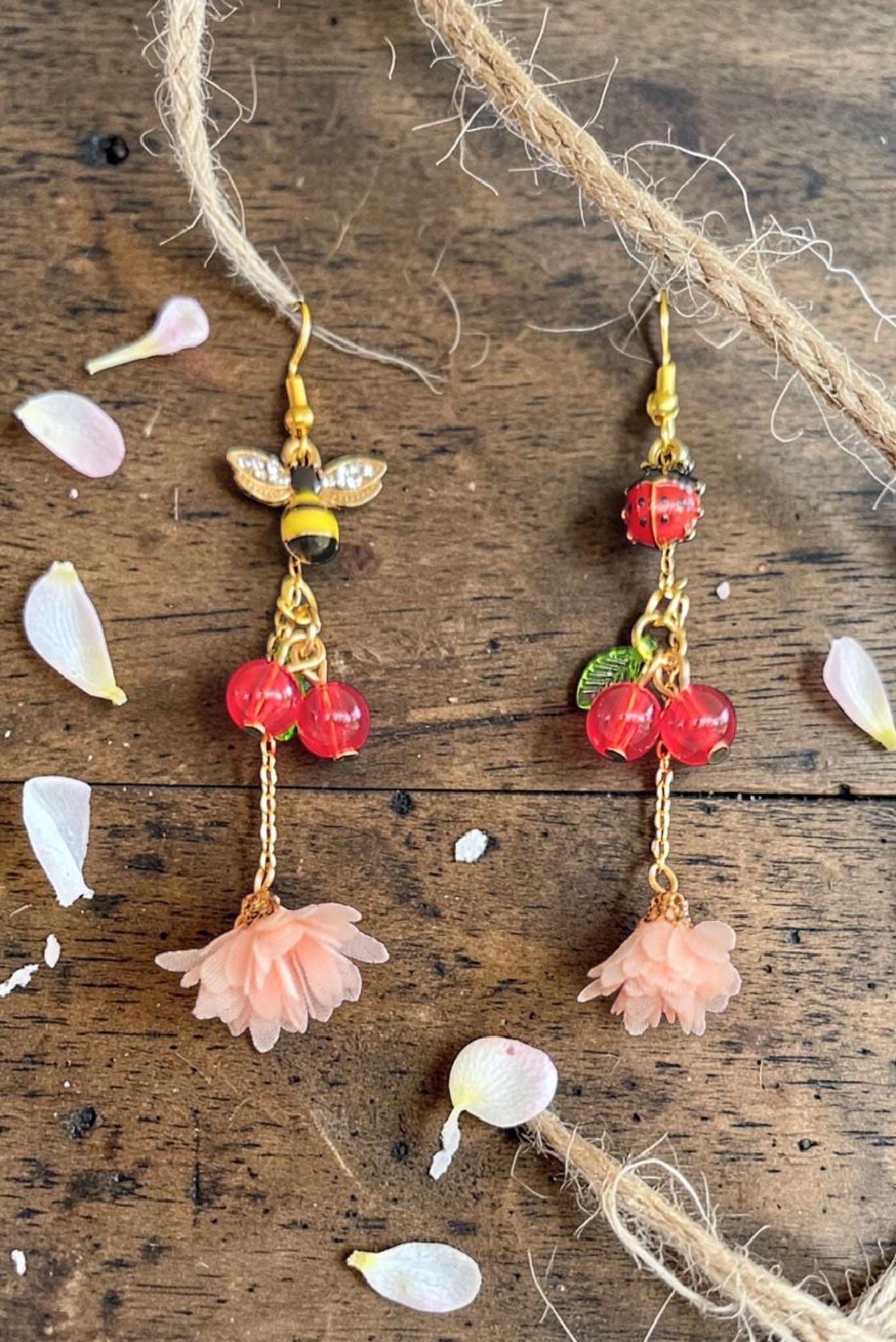 Boucles d'oreilles pendantes cerises