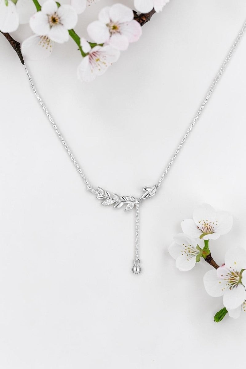 Collier pampilles épi de blé — Argent pur S999 & zircon