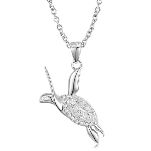 Collier pendentif tortue — Argent sterling 925 & zircon