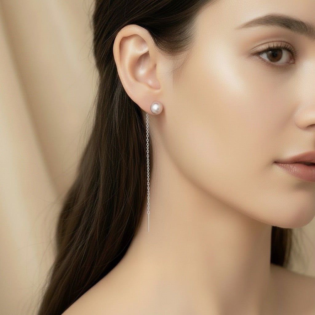 Boucles d'Oreilles Perle d'Eau Douce Pourpre – Argent 999