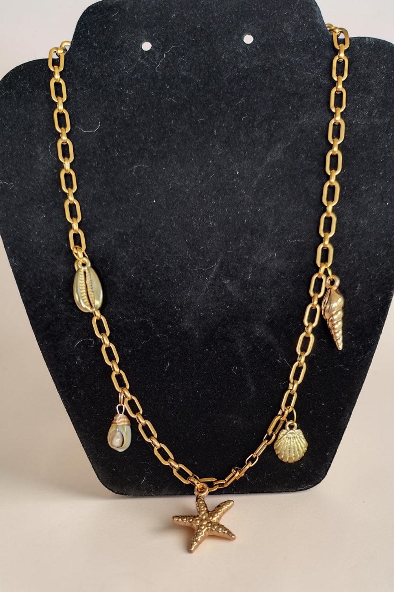 Collier tendance coquillages – acier inoxydable doré