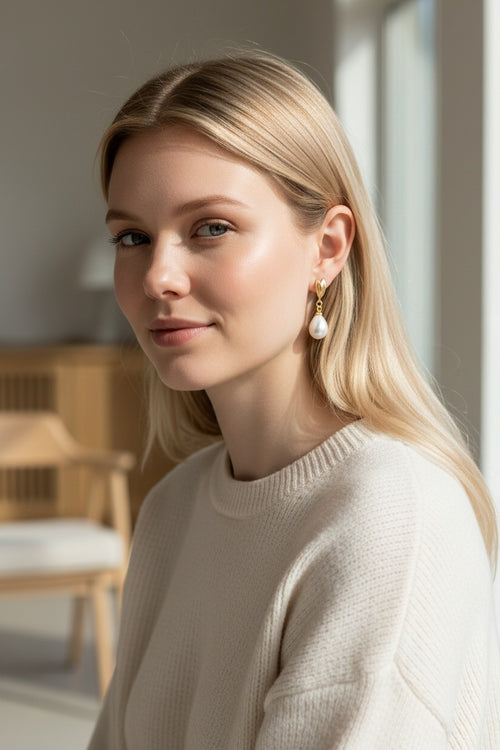 Boucles d'oreilles clou perles naturelles en argent