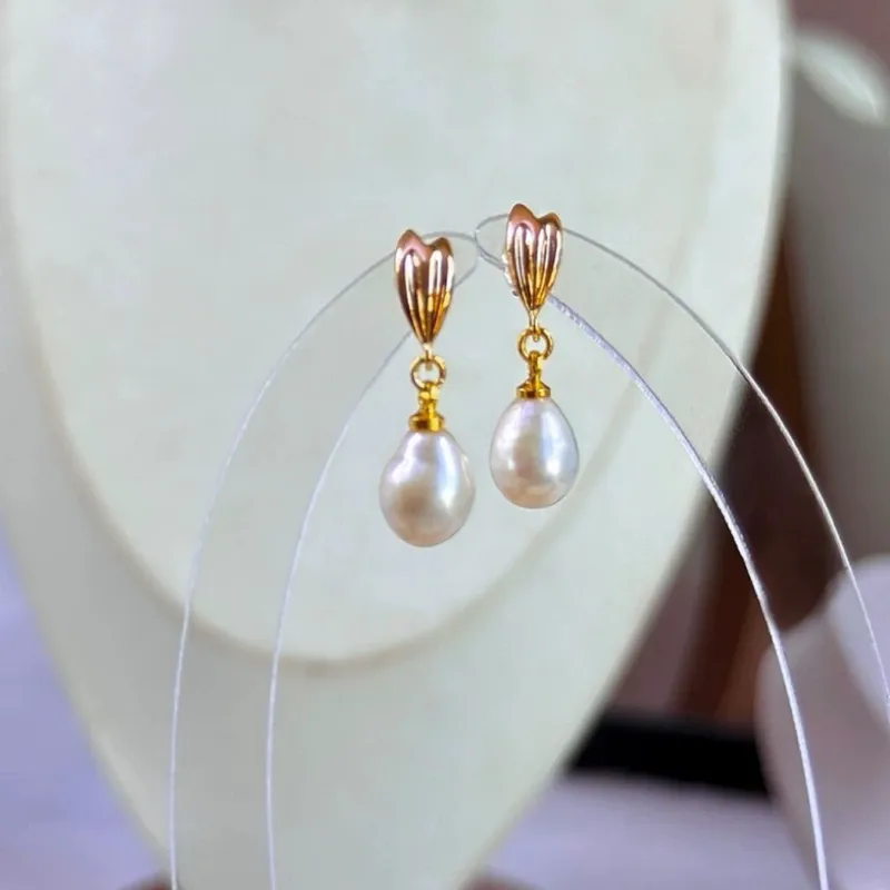 Boucles d'oreilles clou perles naturelles en argent