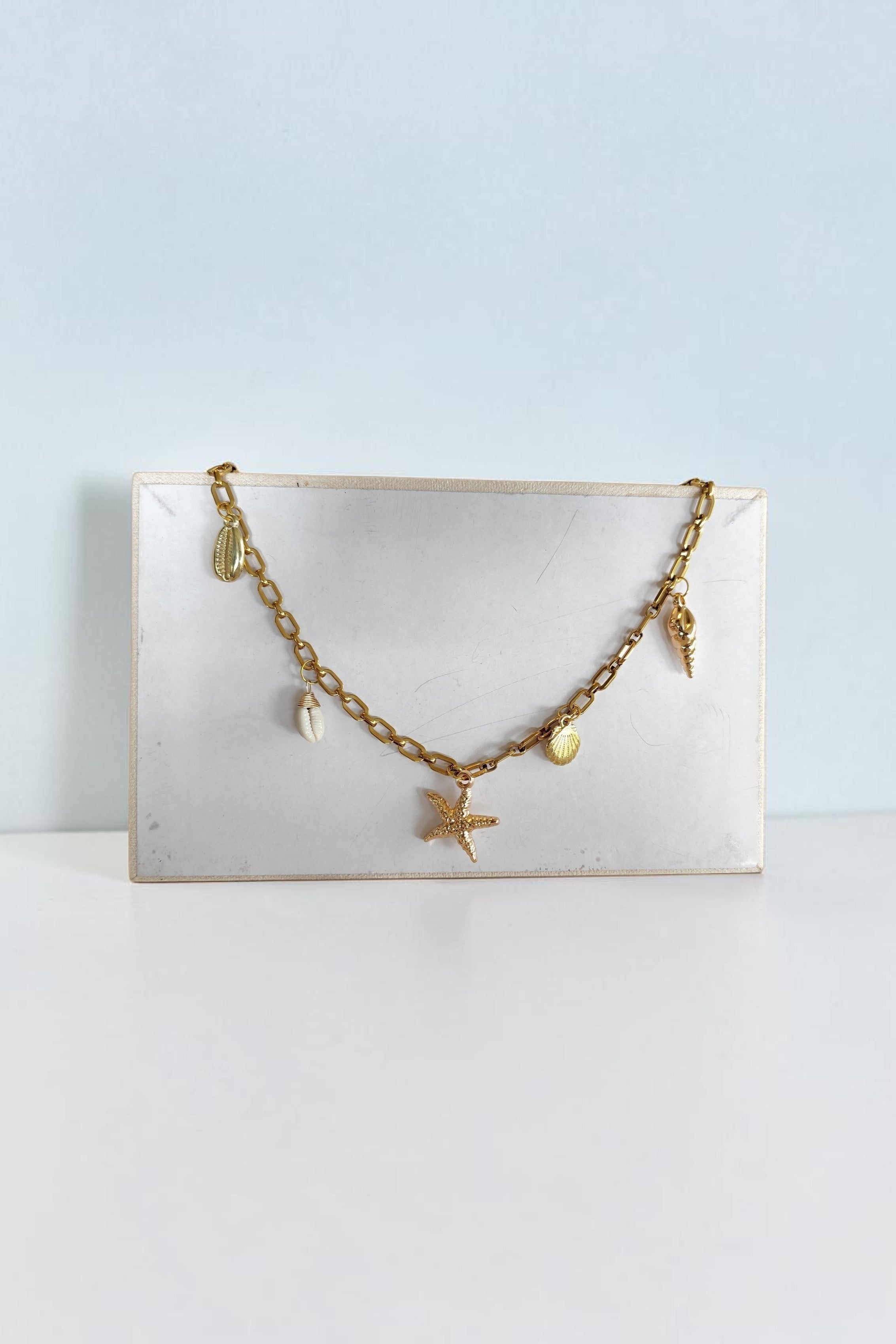 Collier tendance coquillages – acier inoxydable doré