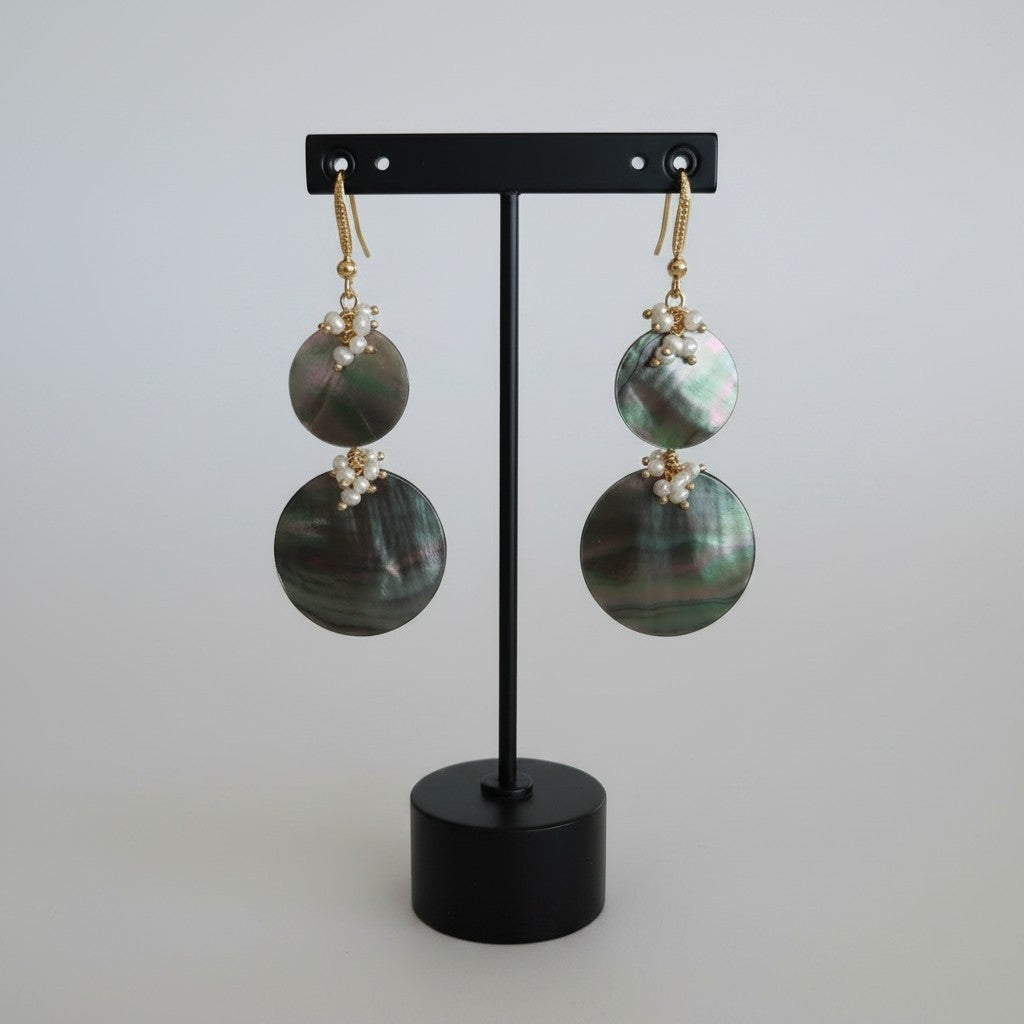 Boucles d'oreilles or 18K — Perle d'eau douce & Zircon — Argent 925