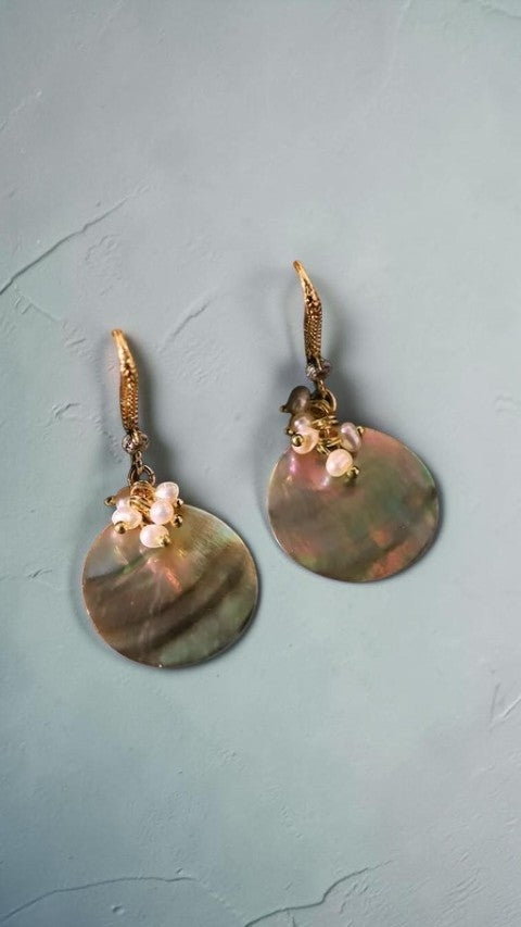 Boucles d'oreilles perle d'eau douce — Or 18 carats & zircon