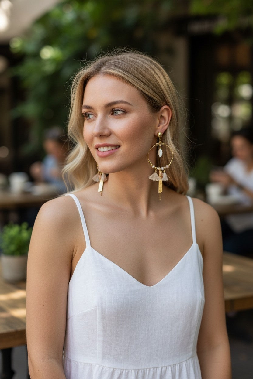Boucles d'oreilles pendantes bohème – Acier inoxydable