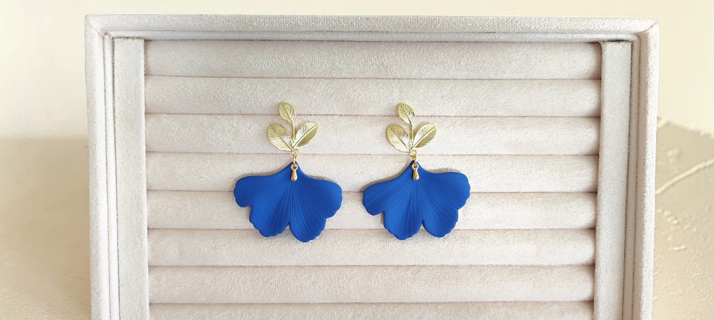 Boucles d'oreilles clou ginkgo acrylique – différents coloris
