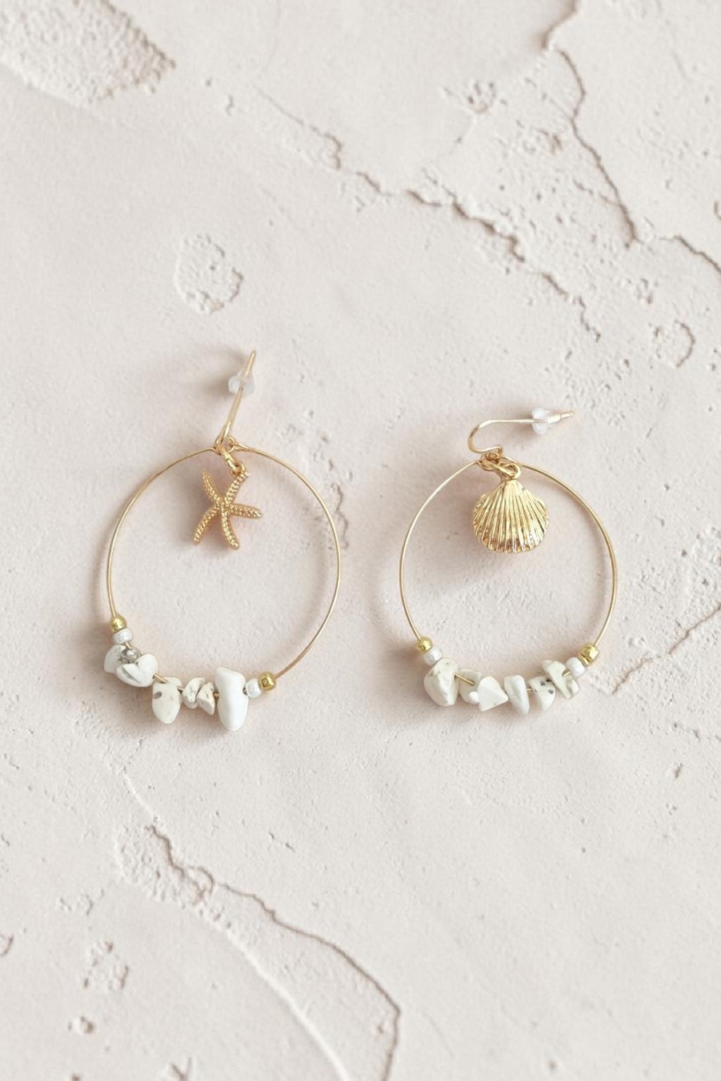 Boucles d'oreilles pendantes coquillage & étoile de mer – Esprit plage