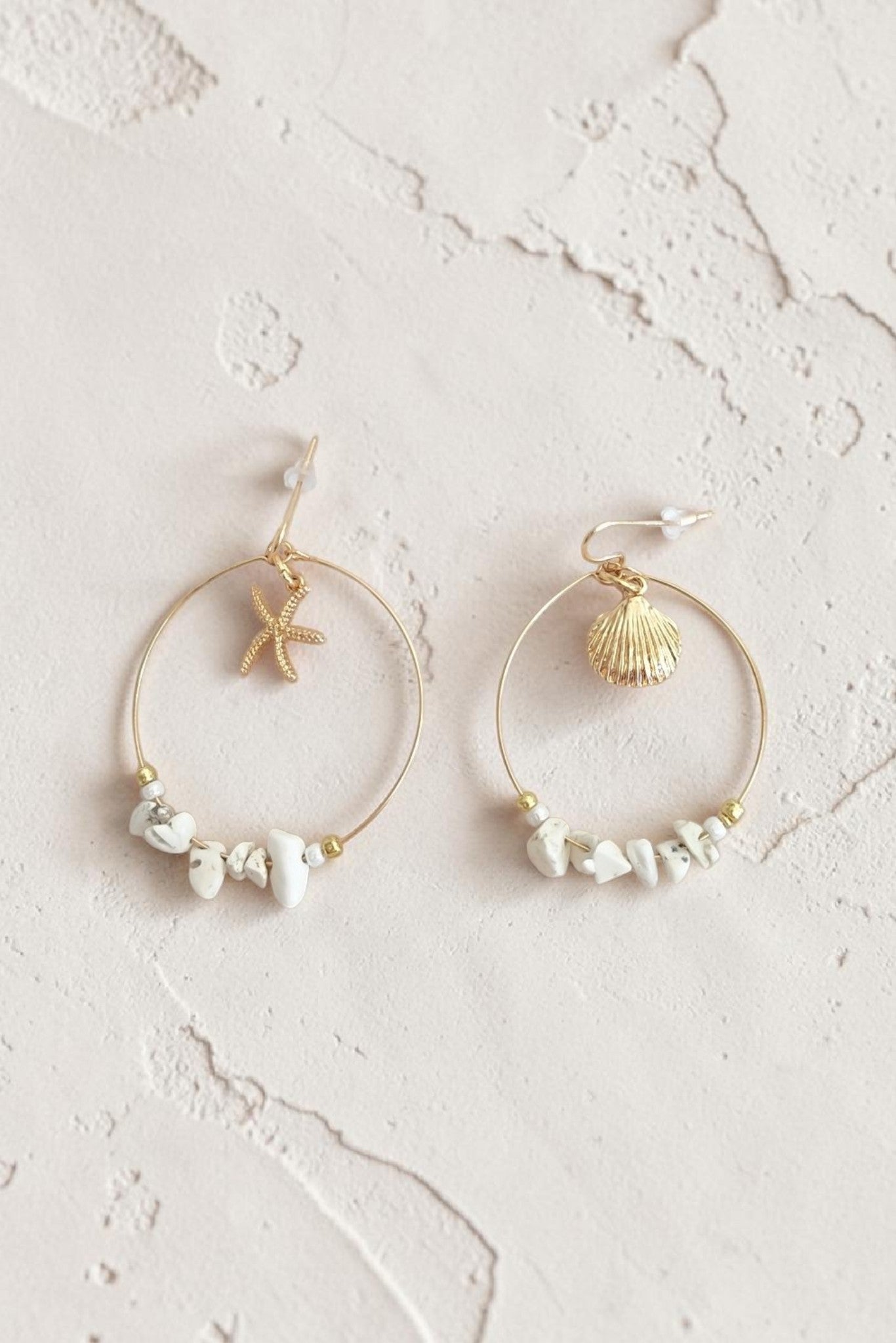 Boucles d'oreilles pendantes coquillage & étoile de mer – Esprit plage