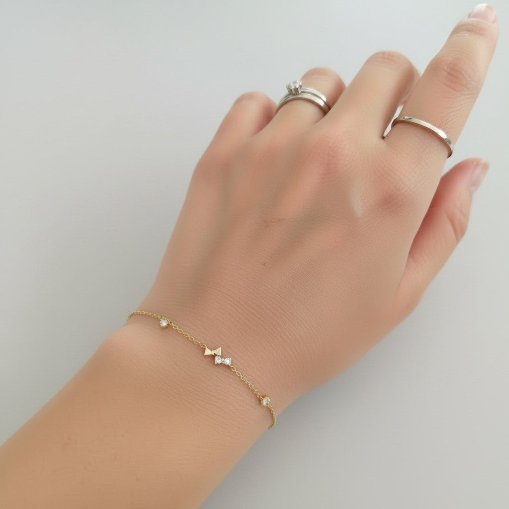 Bracelet Nœud Papillon Argent 925 – Style Minimaliste