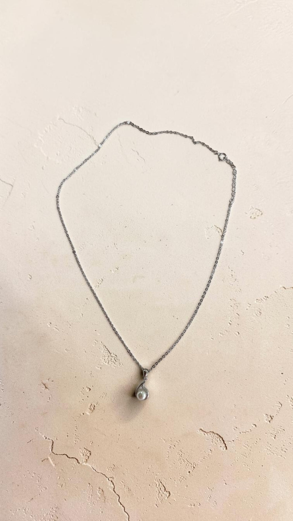 Collier pendentif géométrique perle — Argent sterling 925