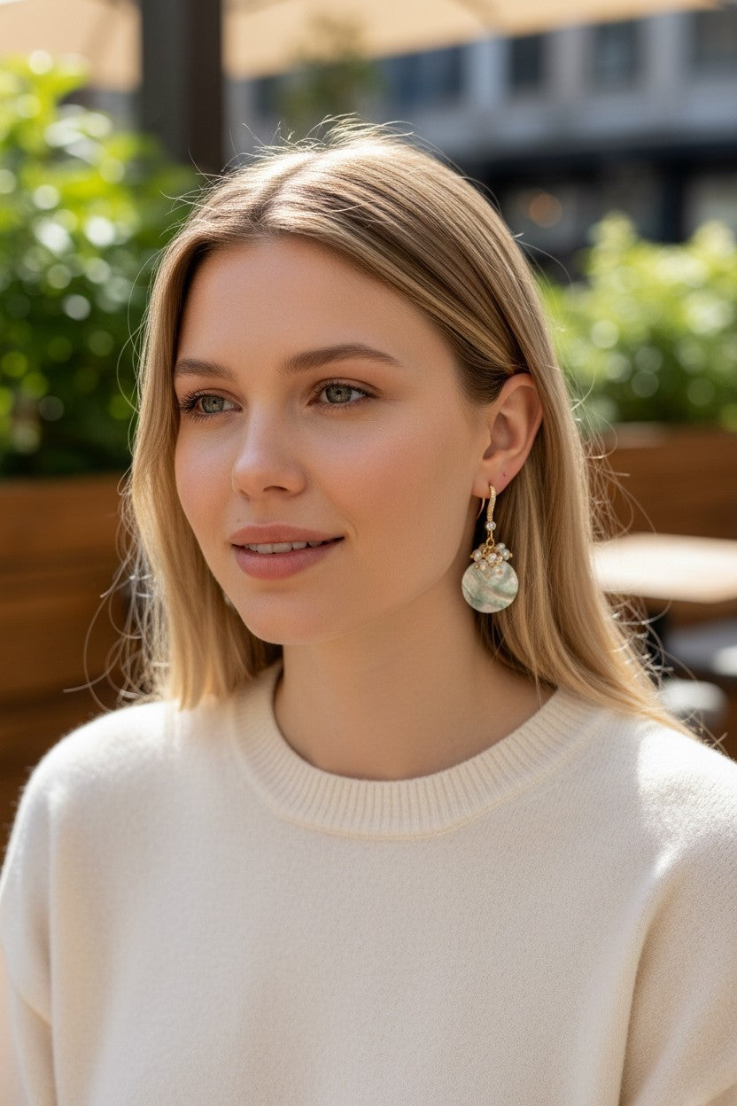 Boucles d'oreilles perle d'eau douce — Or 18 carats & zircon