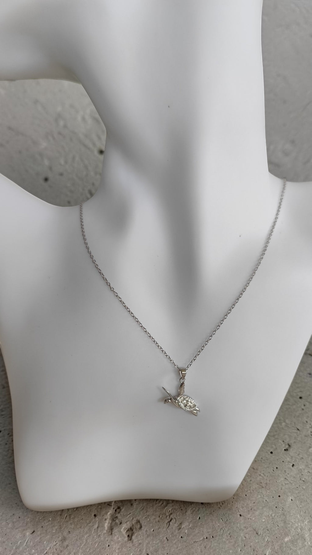 Collier pendentif tortue — Argent sterling 925 & zircon