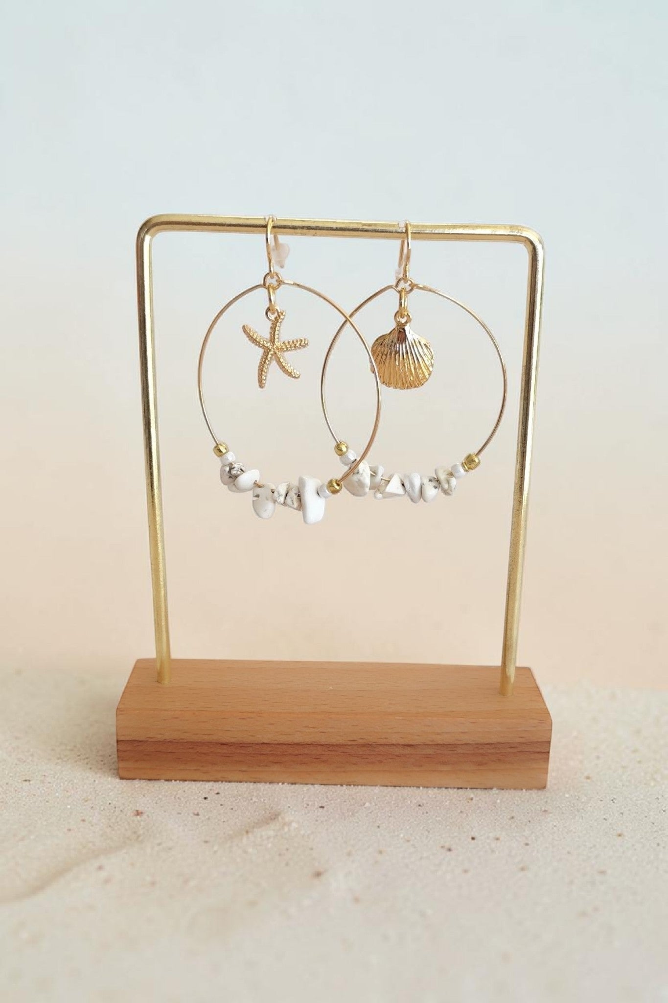 Boucles d'oreilles pendantes coquillage & étoile de mer – Esprit plage