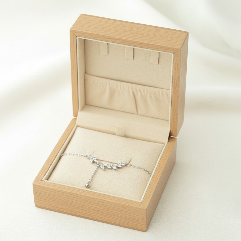Bracelet pampilles épi de blé — Argent pur S999 & zircon