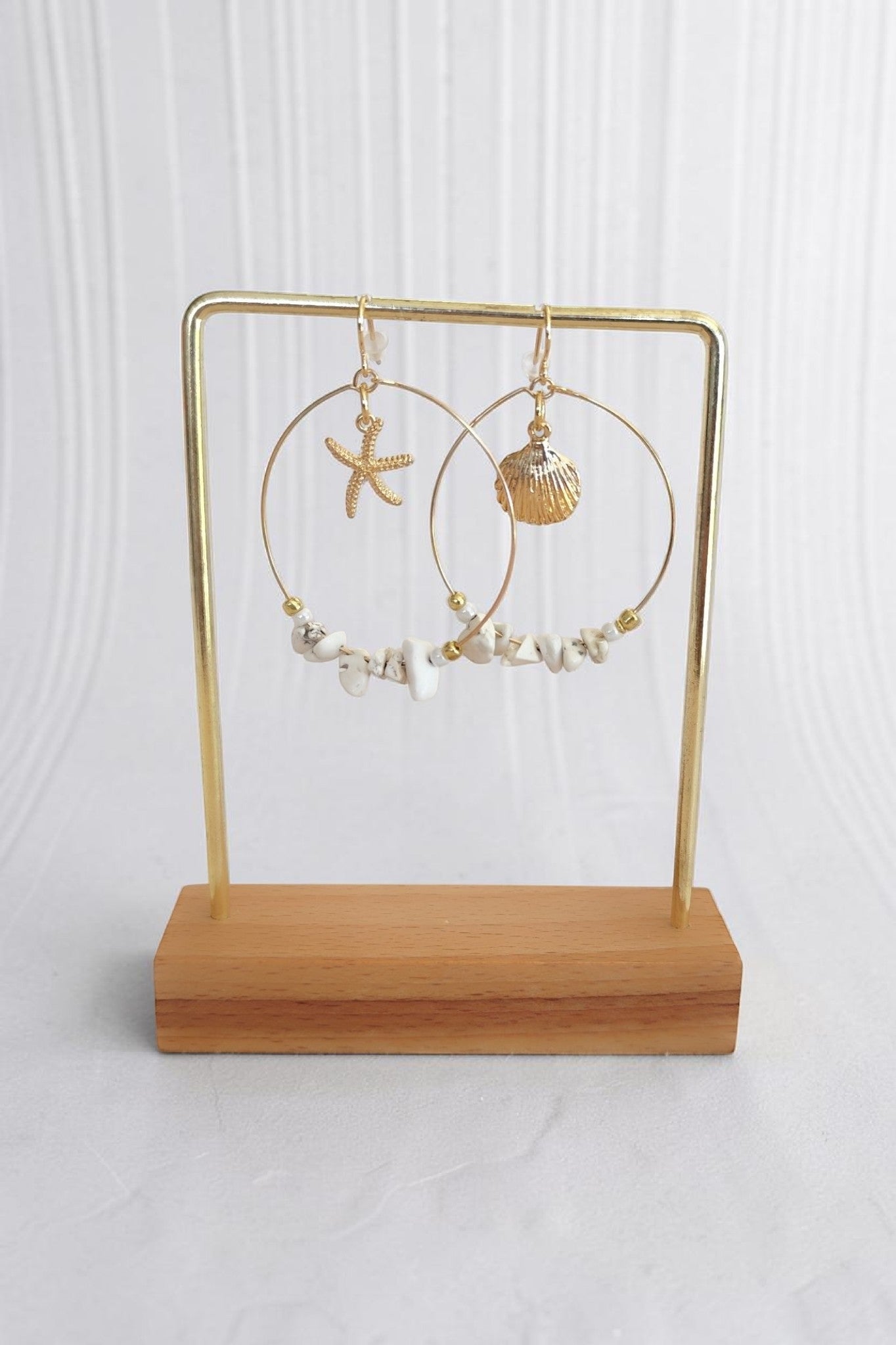 Boucles d'oreilles pendantes coquillage & étoile de mer – Esprit plage