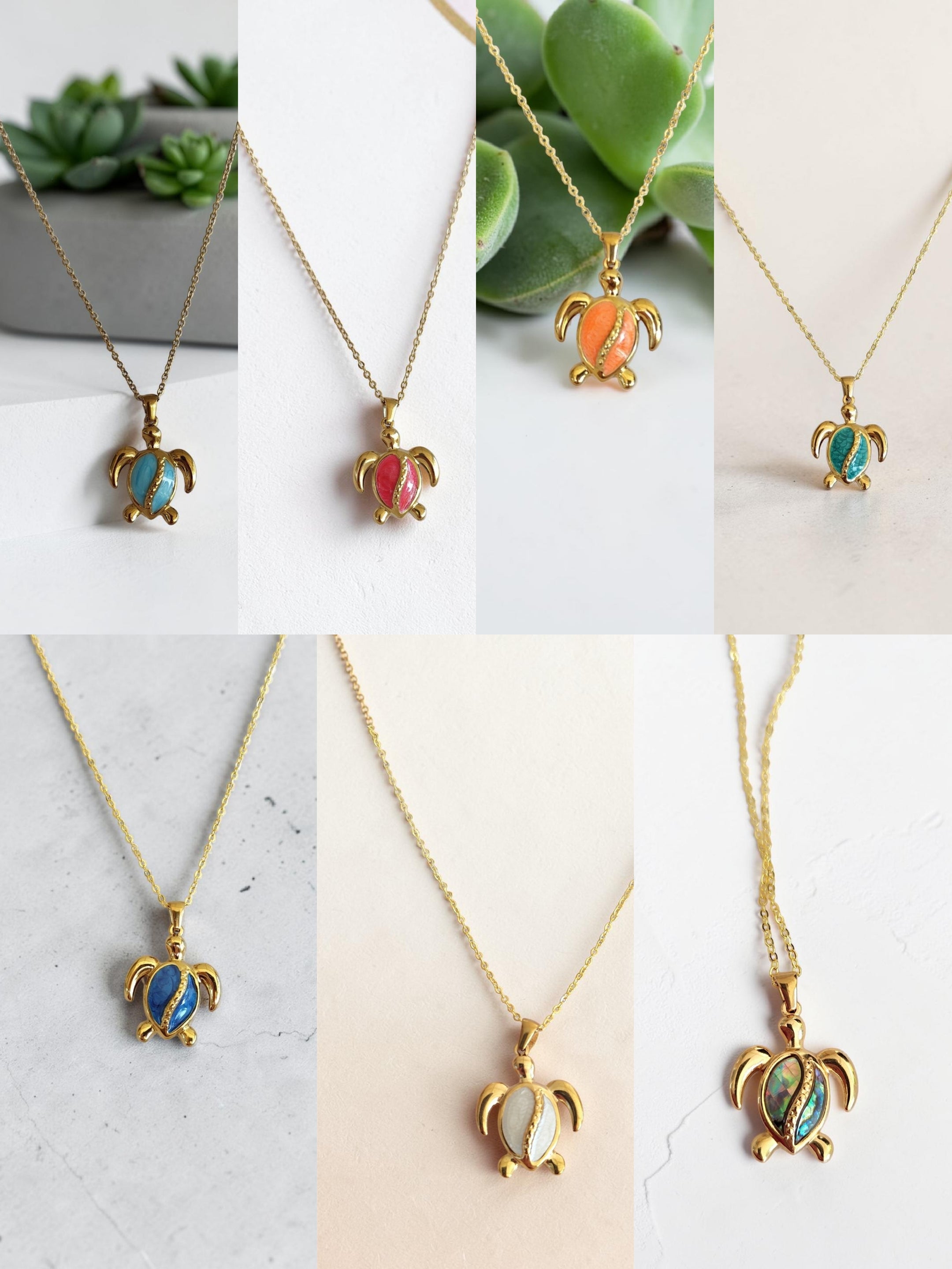 Collier Tortue Nacrée – symbole de sérénité – 7 coloris