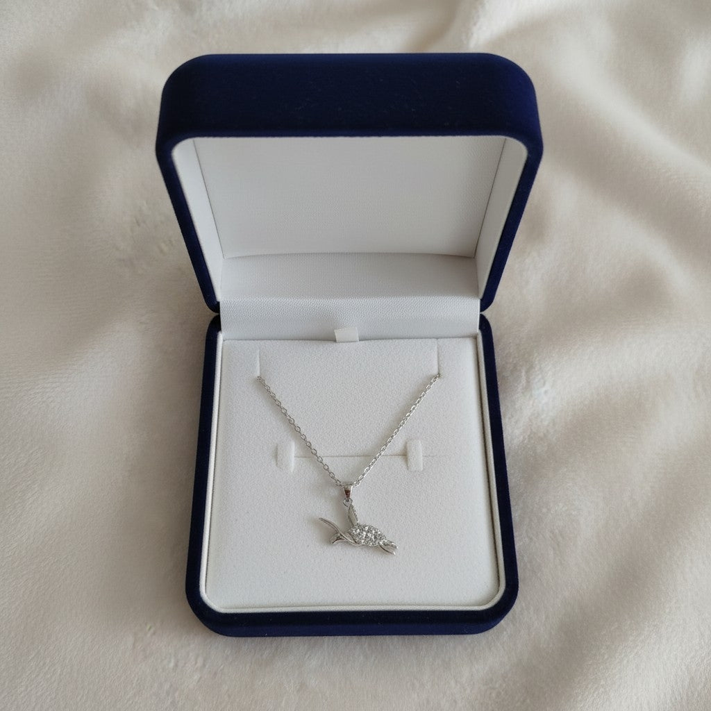 Collier pendentif tortue — Argent sterling 925 & zircon