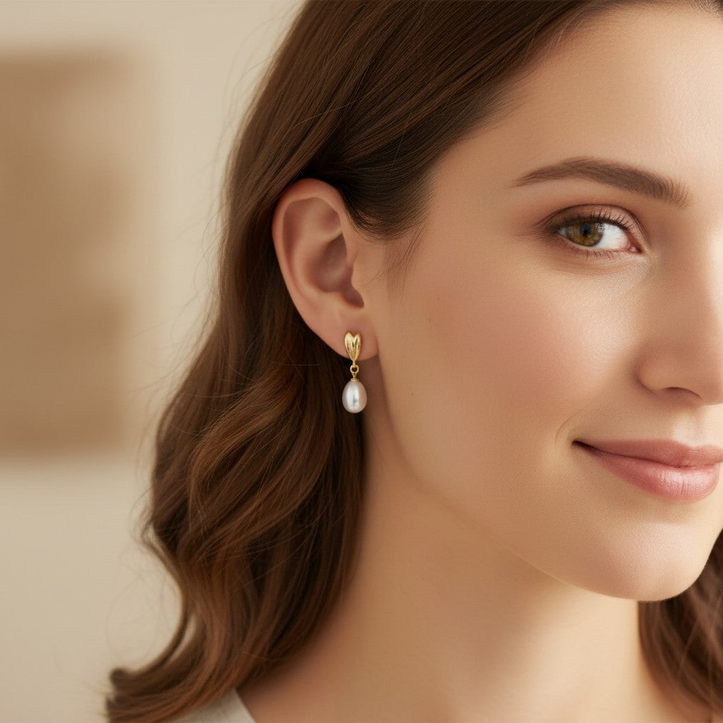 Boucles d'oreilles clou perles naturelles en argent
