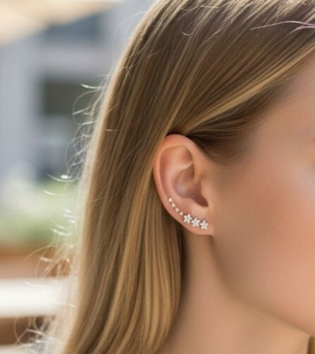 Boucles d'oreilles grimpantes étoiles – Acier inoxydable