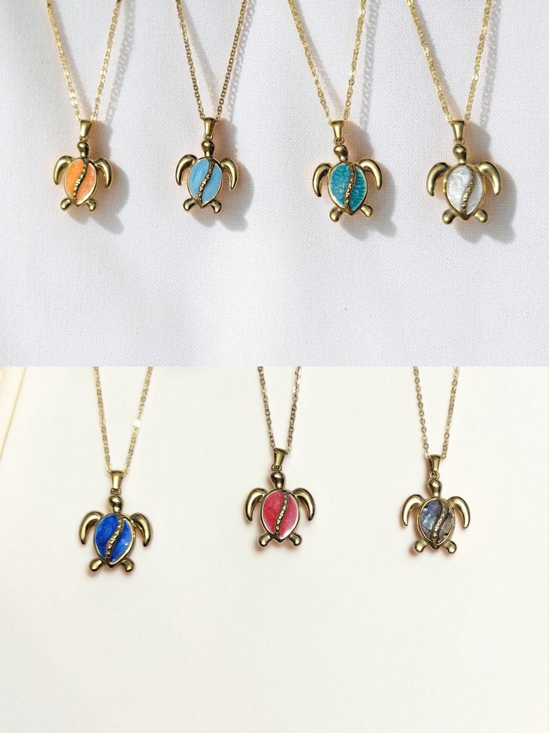 Collier Tortue Nacrée – symbole de sérénité – 7 coloris