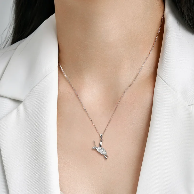 Collier pendentif tortue — Argent sterling 925 & zircon