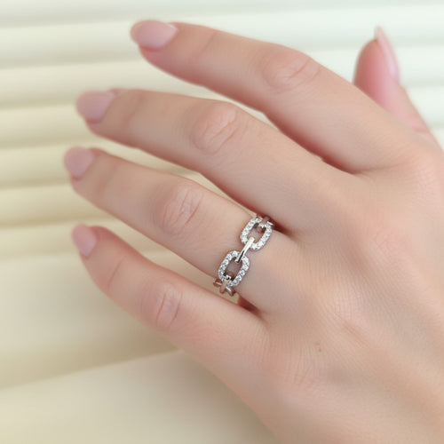Bague Acier Inoxydable Zircon – Or ou Argent, Ajustable