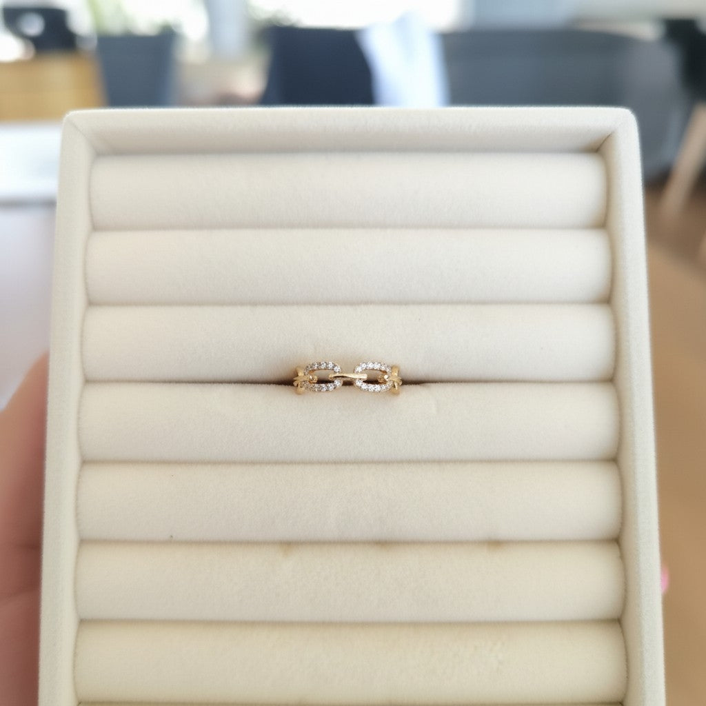 Bague Acier Inoxydable Zircon – Or ou Argent, Ajustable