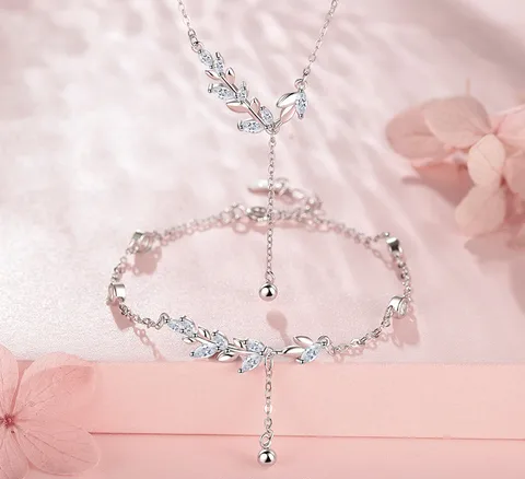 Parure pampilles épi de blé — Collier & bracelet Argent pur S999