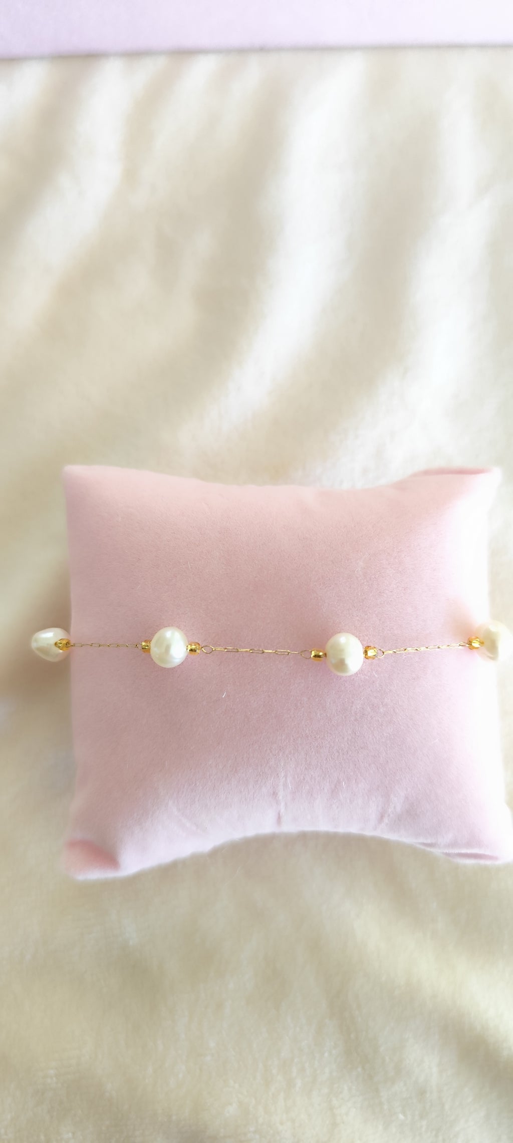 Bracelet de Cheville Perle & Acier – Plaqué Or 14K