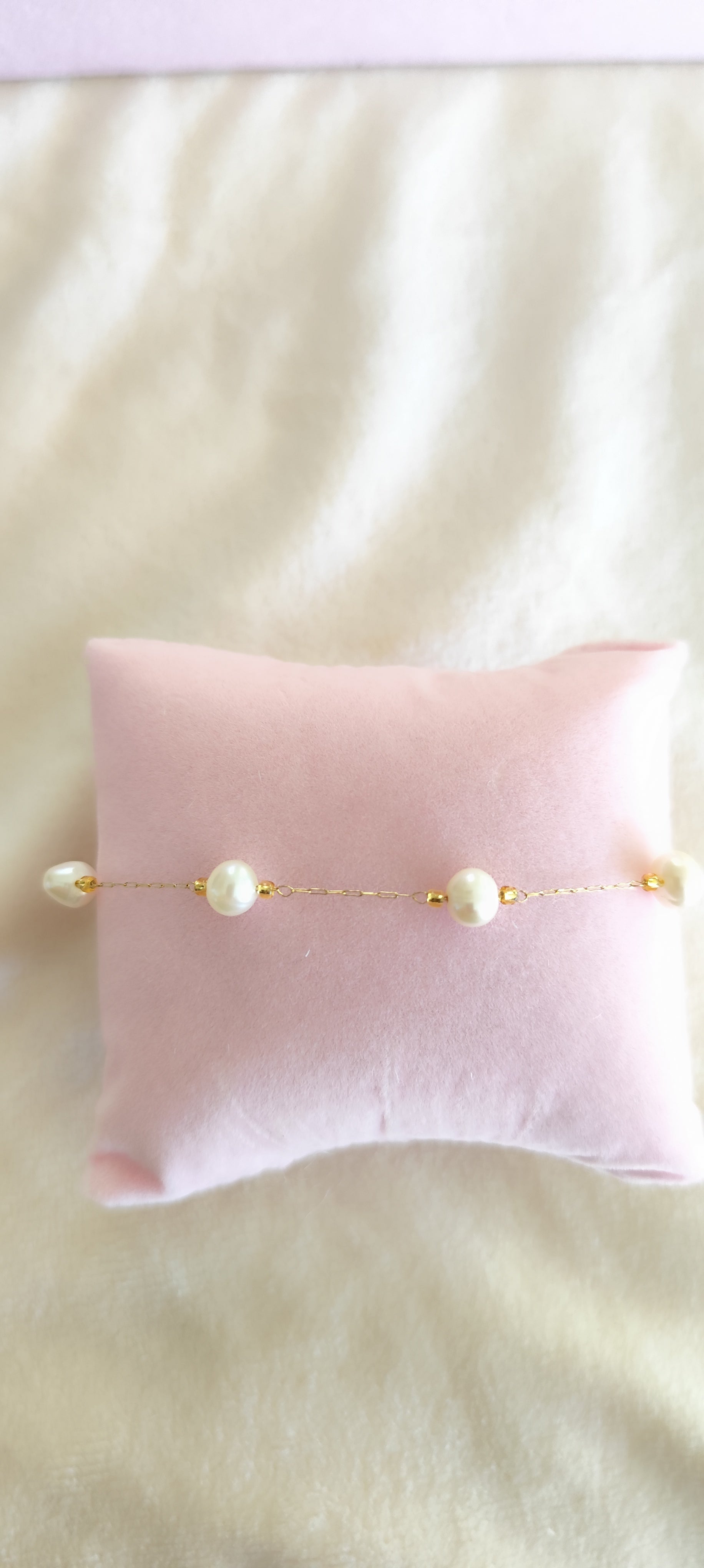 Bracelet de Cheville Perle & Acier – Plaqué Or 14K