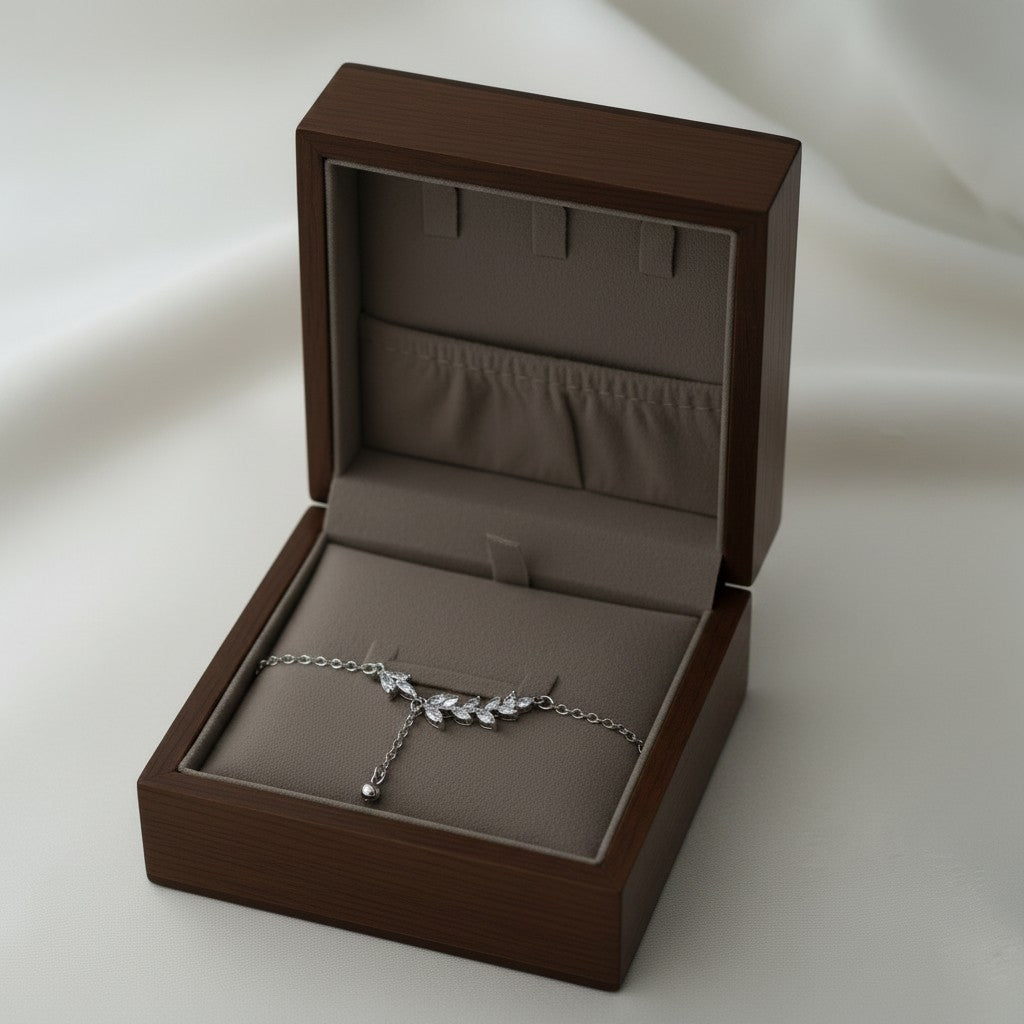 Bracelet pampilles épi de blé — Argent pur S999 & zircon