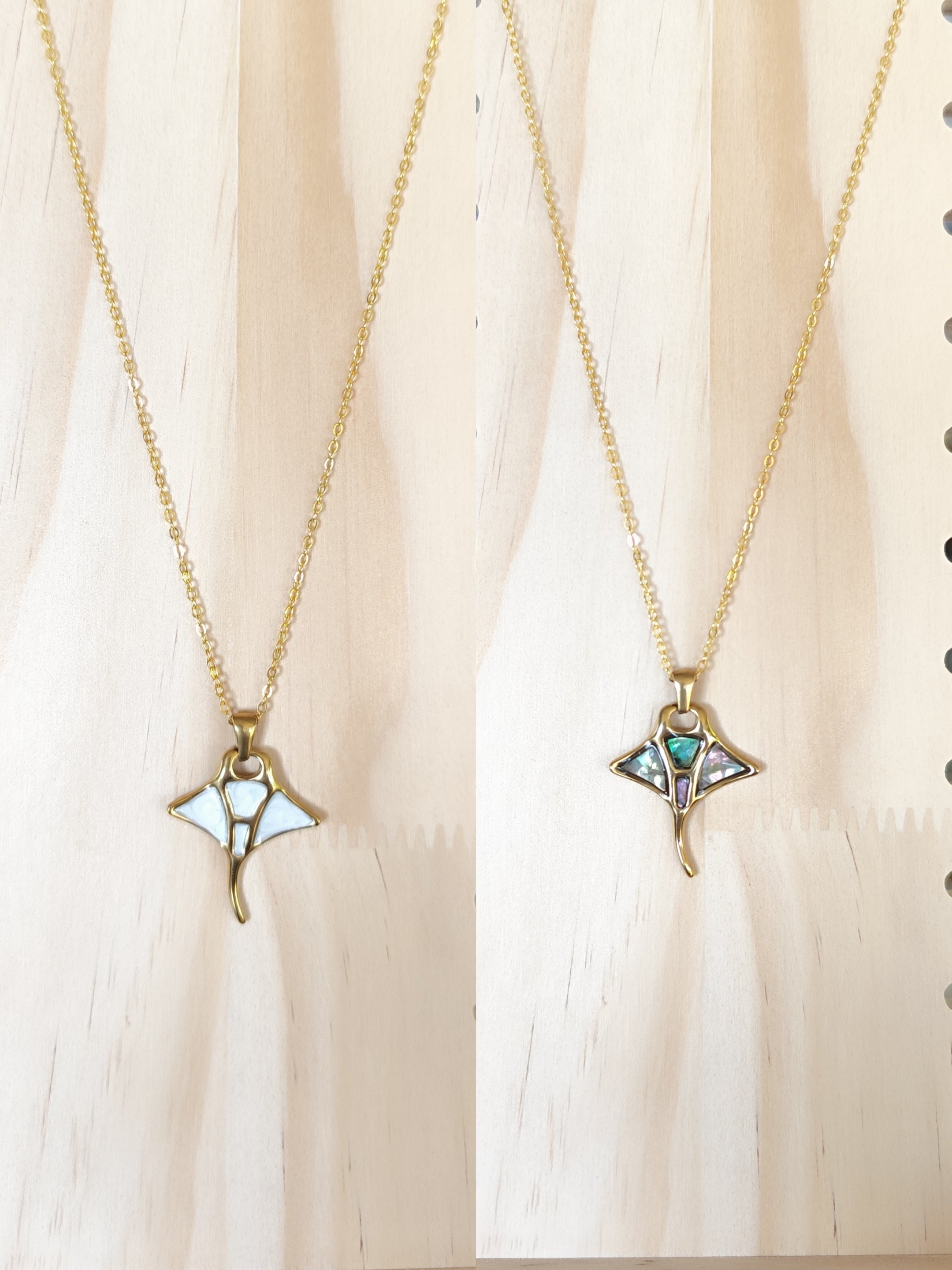 Collier Raie Manta – L’élégance des grands fonds – 2 coloris nacrés