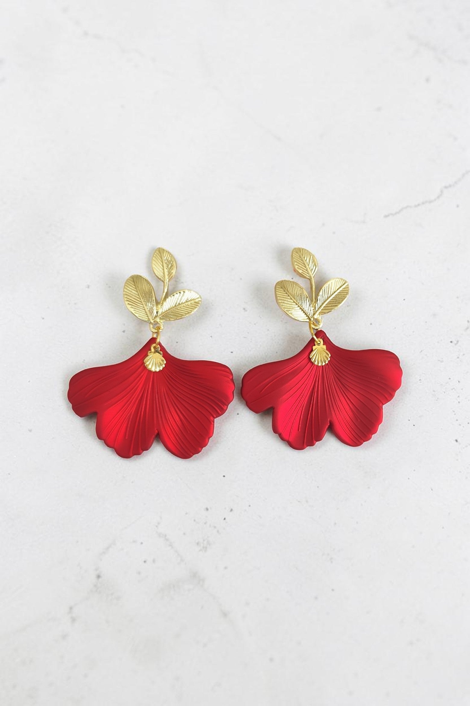 Boucles d'Oreilles Clou Ginkgo Acrylique — 8 Coloris - Fait main