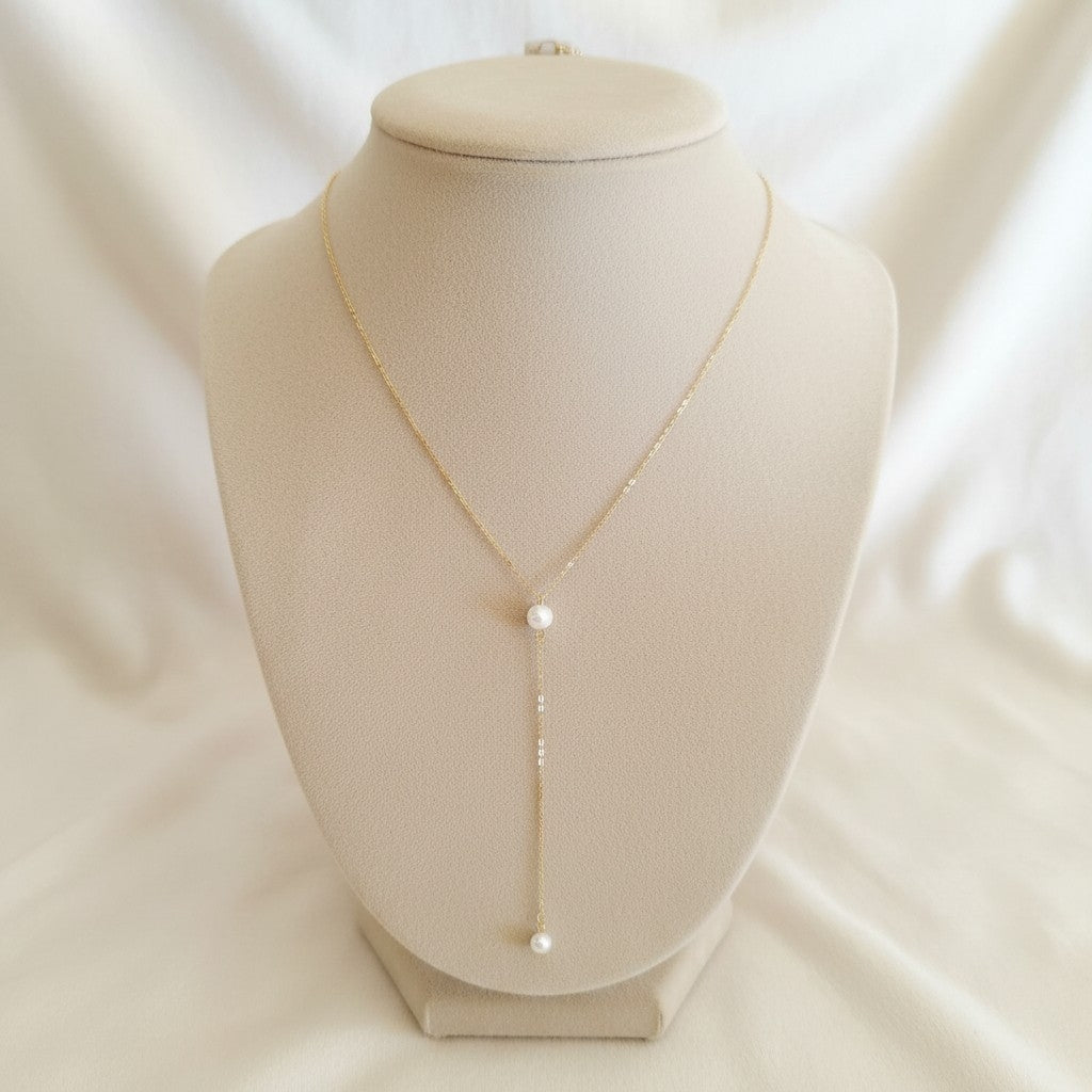 Collier en Y perle — Argent sterling 925
