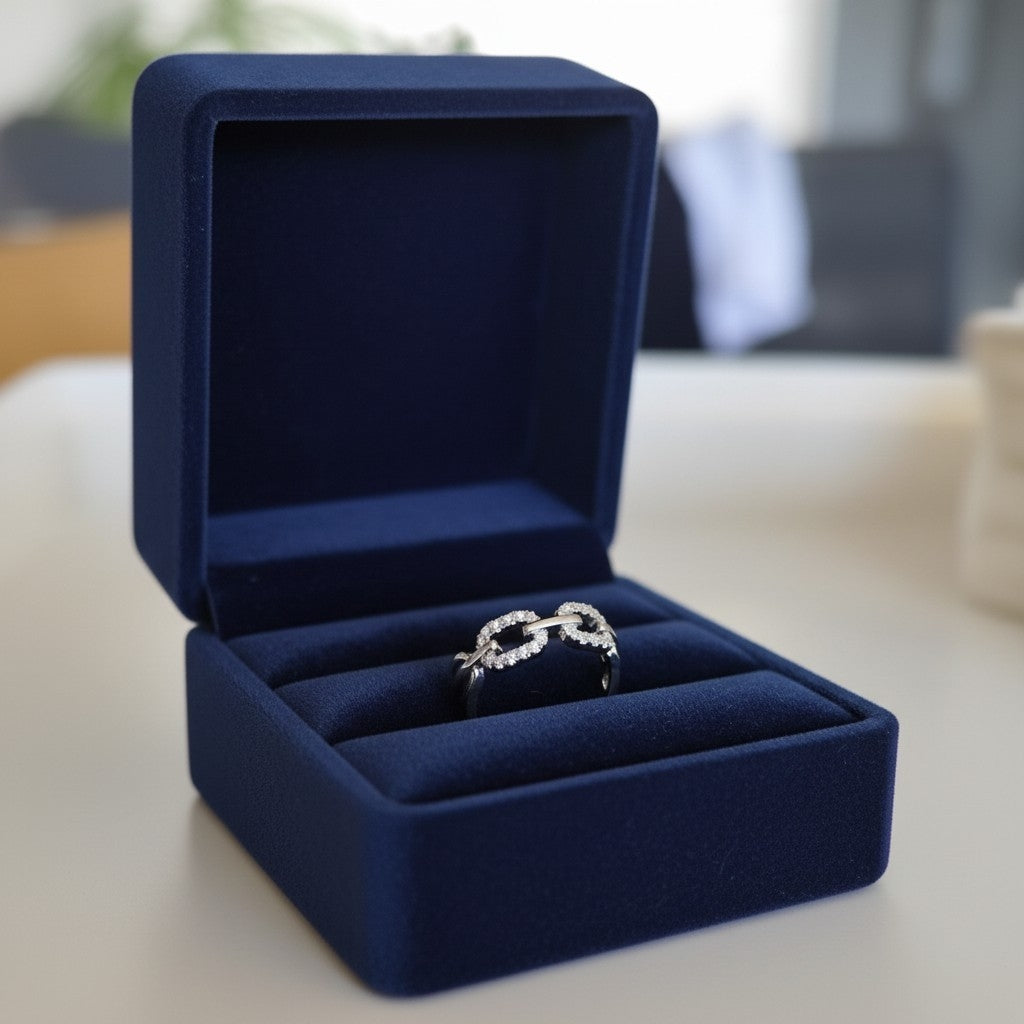 Bague Acier Inoxydable Zircon – Or ou Argent, Ajustable