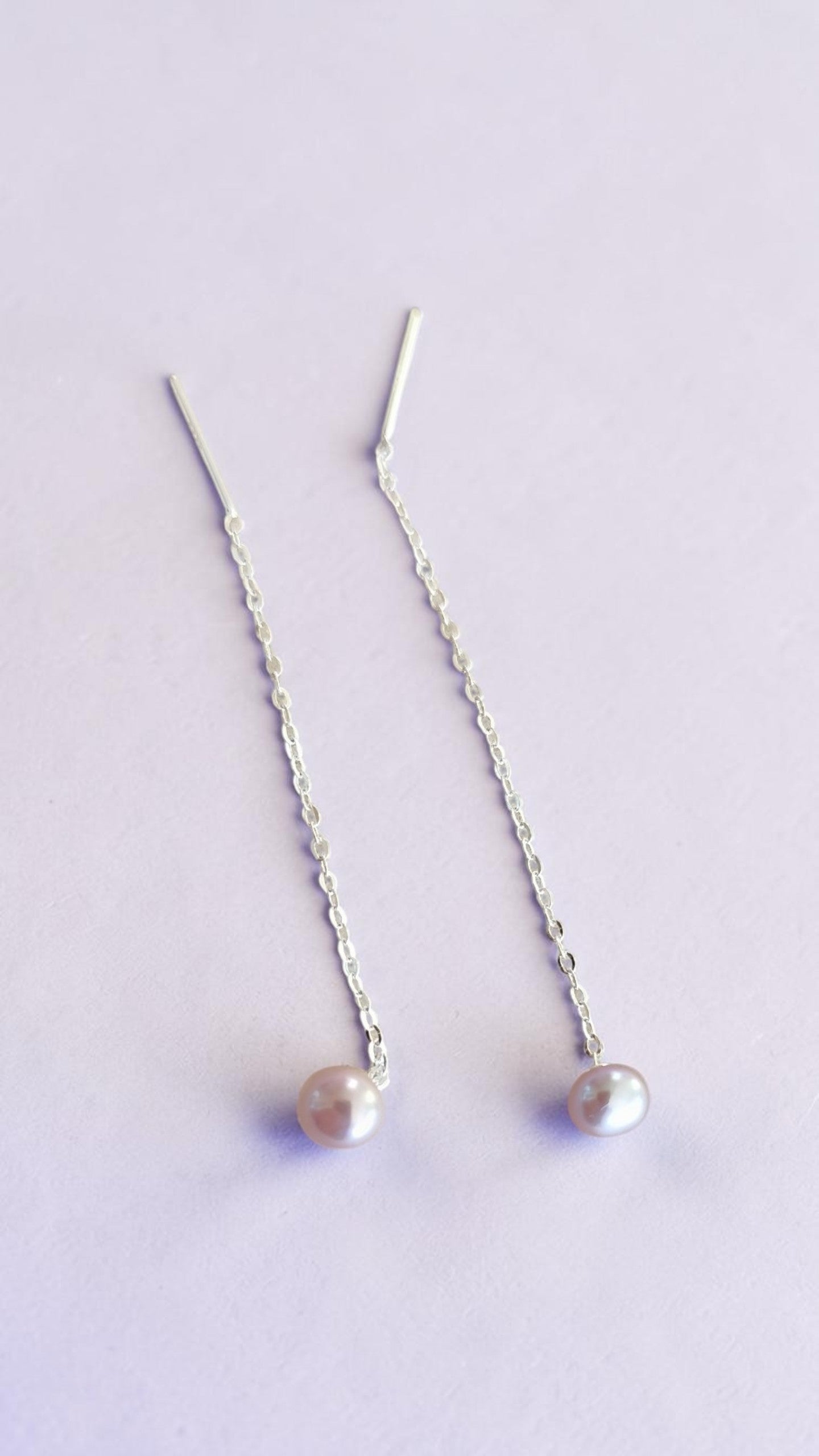 Boucles d'Oreilles Perle d'Eau Douce Pourpre – Argent 999