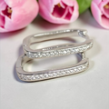 Boucles d'oreilles créoles rectangulaires zircon acier inoxydable doré artisanal – Les Éclats de Mel