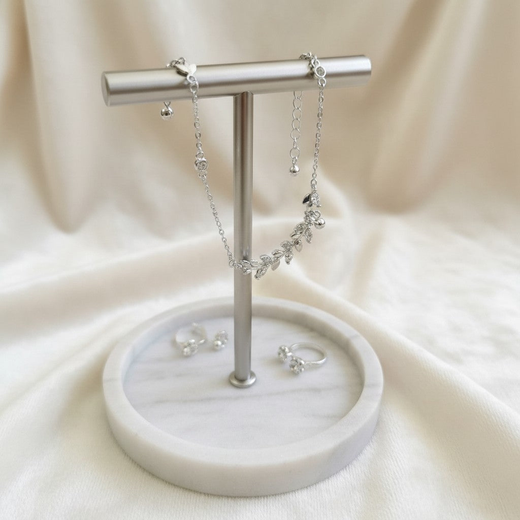 Bracelet pampilles épi de blé — Argent pur S999 & zircon