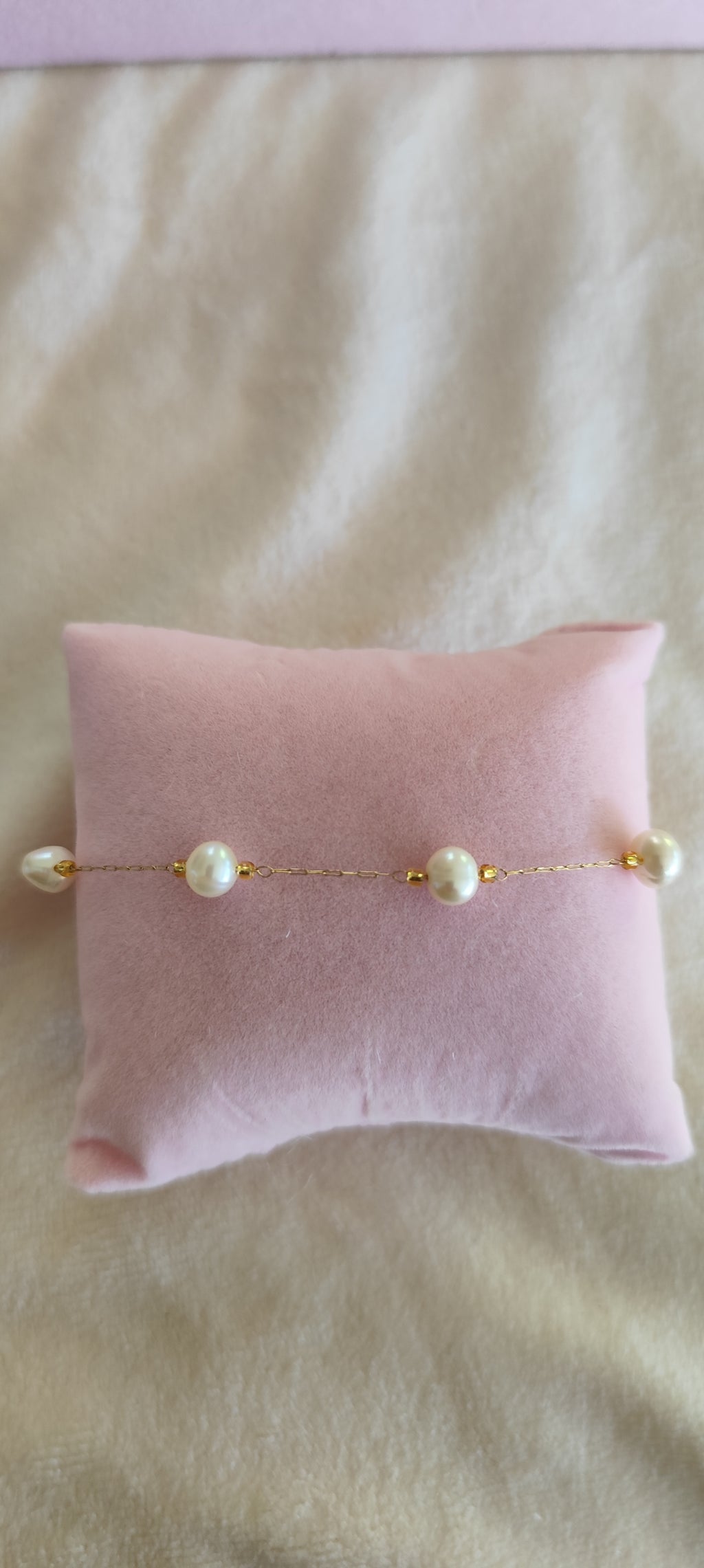 Bracelet de Cheville Perle & Acier – Plaqué Or 14K