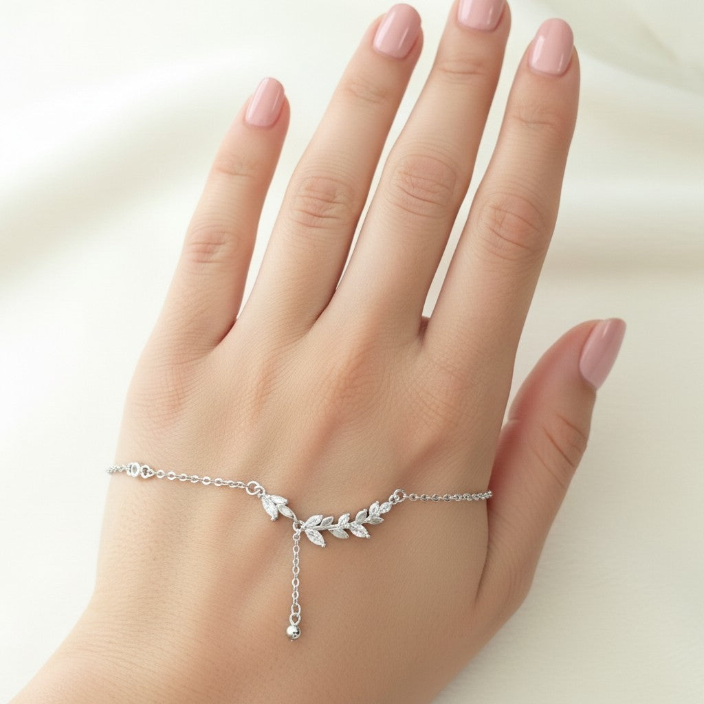 Bracelet pampilles épi de blé — Argent pur S999 & zircon