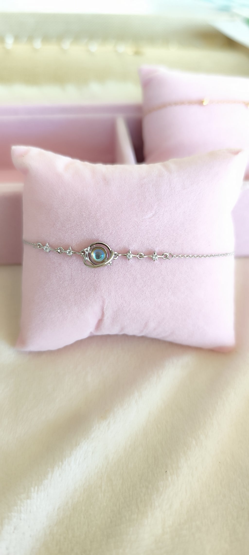 Bracelet galaxie lune — Argent pur S999, zircon & plaqué platine