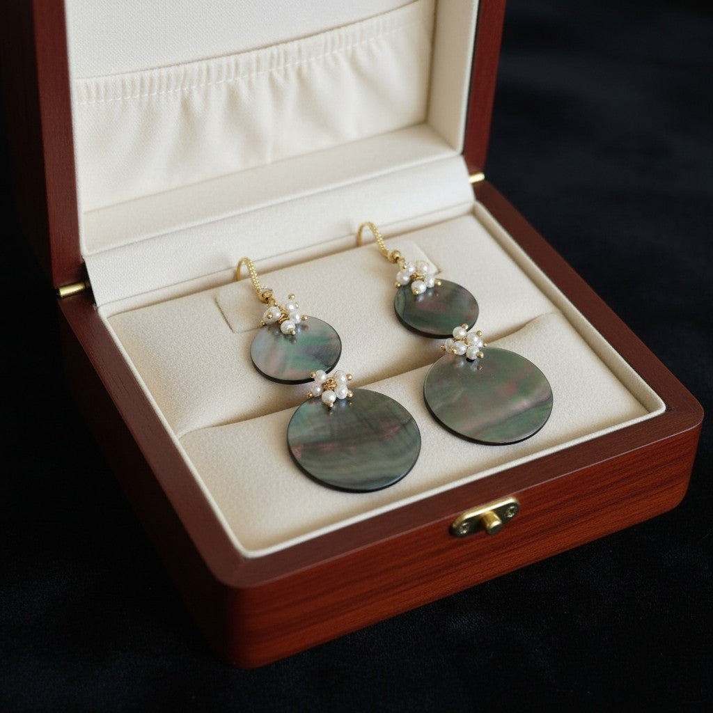 Boucles d'oreilles or 18K — Perle d'eau douce & Zircon — Argent 925